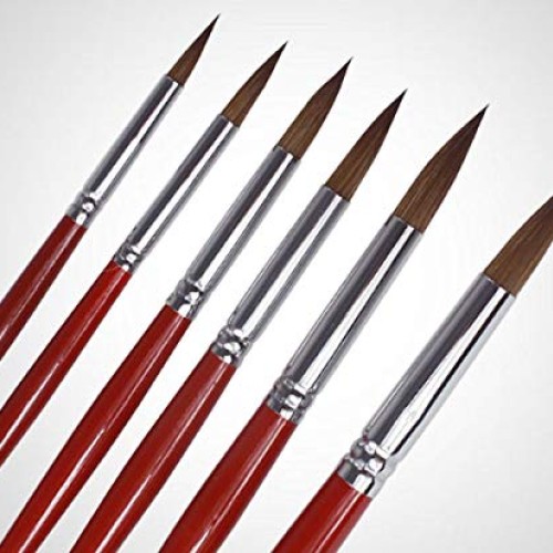 Artist Round Brushes - Red Sable Weasel Hair Long Ha...