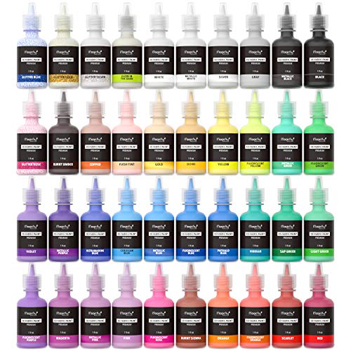 Puffy Paints, Magicfly 40 Colors 3D Fabric Paint with 3 Brushes an...