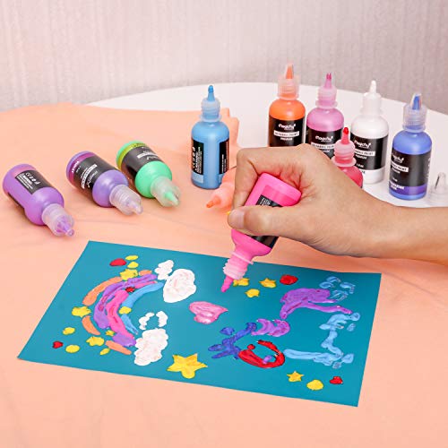 Puffy Paints, Magicfly 40 Colors 3D Fabric Paint with 3 Brushes an...