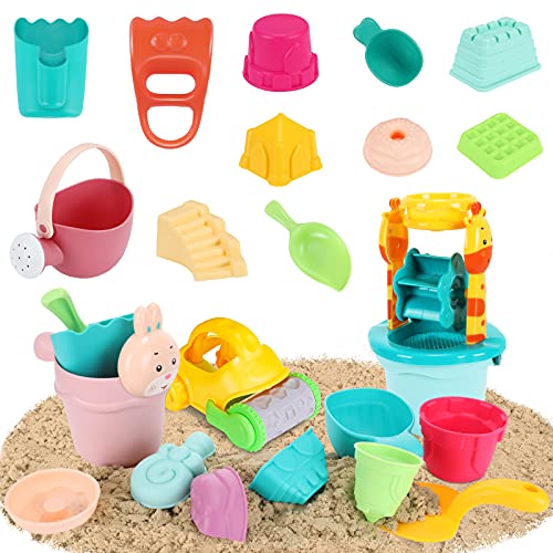 Beach Toys Sand Toys Set for Kids, 24pcs Sand Castle Toys for Beac...