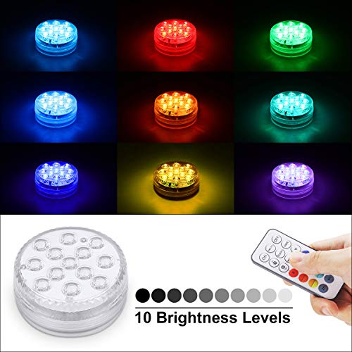 Magicfun 4 Pack Submersible LED Lights with Remote, Waterproof Und...