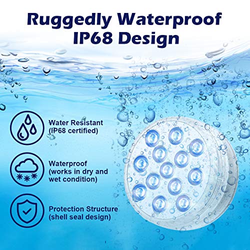 Magicfun 4 Pack Submersible LED Lights with Remote, Waterproof Und...