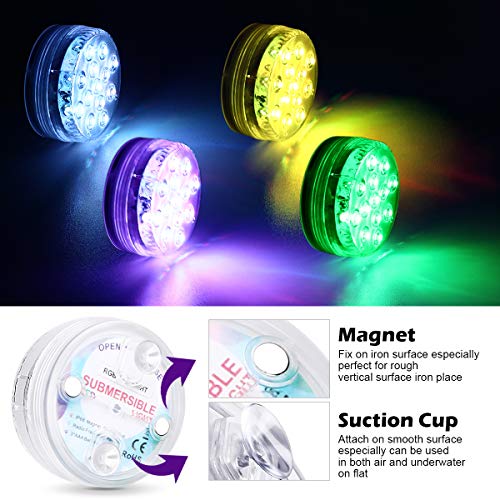 Magicfun 4 Pack Submersible LED Lights with Remote, Waterproof Und...