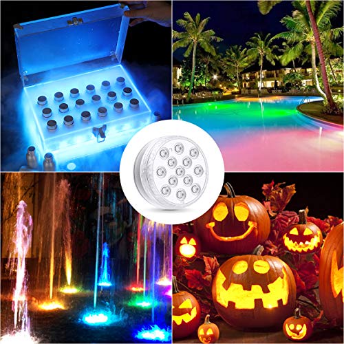 Magicfun 4 Pack Submersible LED Lights with Remote, Waterproof Und...
