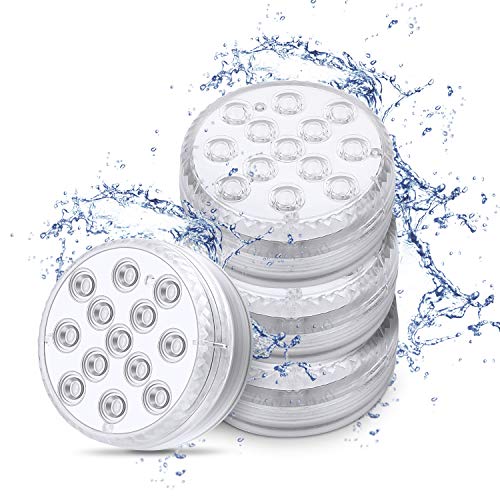 Magicfun 4 Pack Submersible LED Lights with Remote, Waterproof Und...