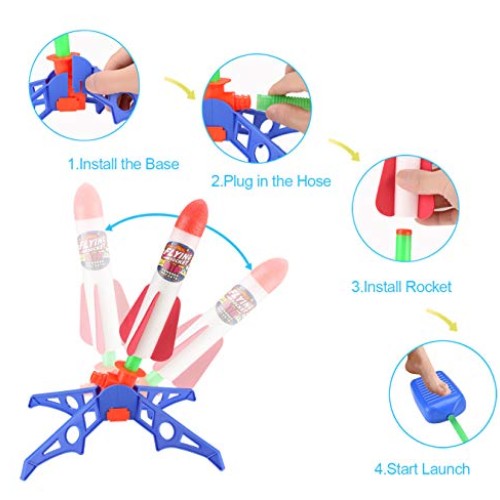 MagicWe Toy Rocket Launchers for Kids Jump Rocket Set Includes 6 C...