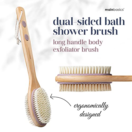 MainBasics Back Scrubber for Shower Long Handle Back Brush Dual-Si...