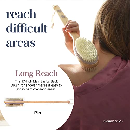 MainBasics Back Scrubber for Shower Long Handle Back Brush Dual-Si...