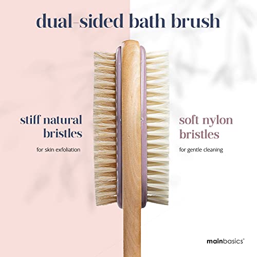 MainBasics Back Scrubber for Shower Long Handle Back Brush Dual-Si...
