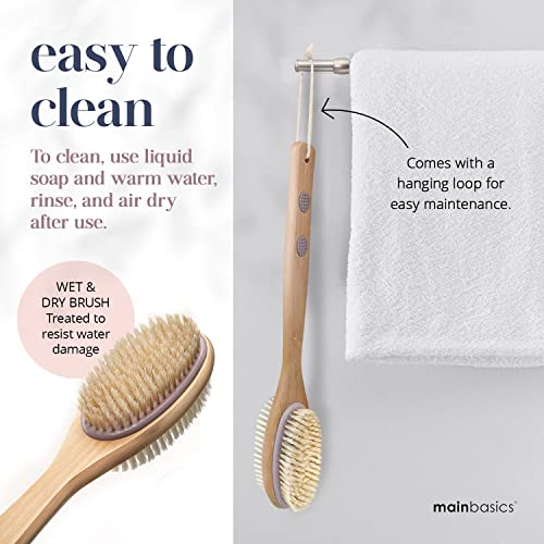 MainBasics Back Scrubber for Shower Long Handle Back Brush Dual-Si...