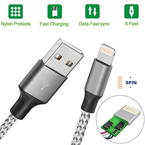 iPhone Charger,Maitron Lightning Cable 3PACK 6FT Nylon Braided USB...