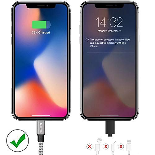 iPhone Charger,Maitron Lightning Cable 3PACK 6FT Nylon Braided USB...