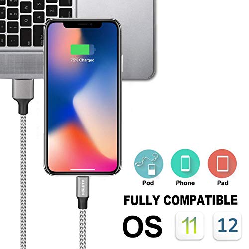 iPhone Charger,Maitron Lightning Cable 3PACK 6FT Nylon Braided USB...