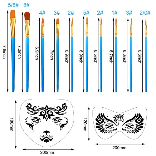 45 Pieces Halloween Face Stencils Kit, 17 Pieces Reusable Face Pai...