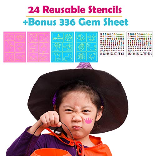 45 Pieces Halloween Face Stencils Kit, 17 Pieces Reusable Face Pai...