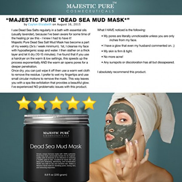 Majestic Pure Dead Sea Mud Mask for Face and Body, Gentle Facial M...