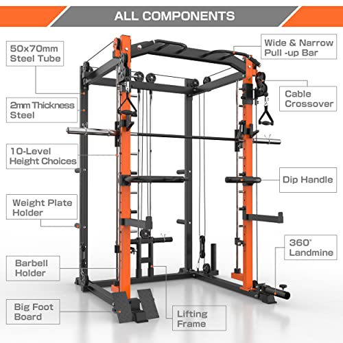 MAJOR LUTIE Smith Machine with Weight Bench, SML01 1600LBS Power C...