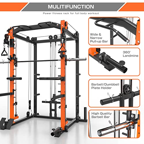 MAJOR LUTIE Smith Machine with Weight Bench, SML01 1600LBS Power C...