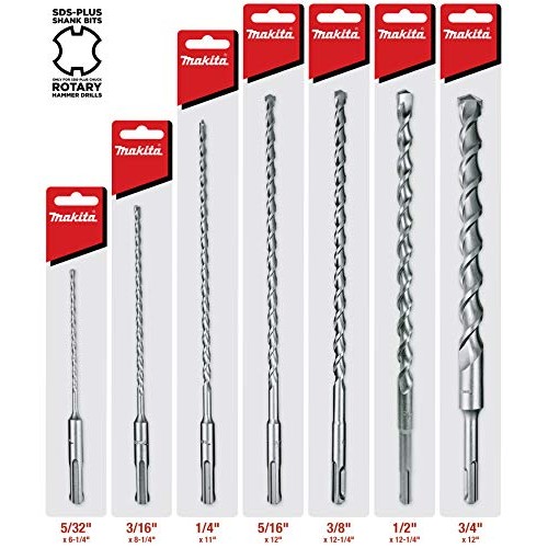 Makita 7 Piece - SDS-Plus Complete Drill Bit Set for SDS+ Rotary H...