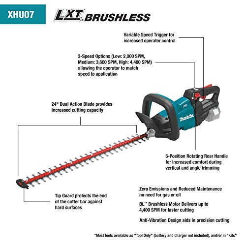 Makita XHU07Z 18V LXT Lithium-Ion Cordless Brushless 24 Hedge Tri...