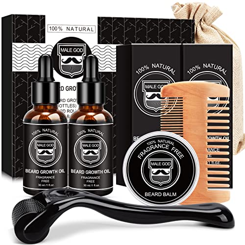 MALE GOD Beard Growth Kit - Beard Kit with Beard Growth Oil2 Pack...
