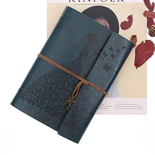 Leather Journal, Vintage Spiral Refillable Notebook Sketchbook But...