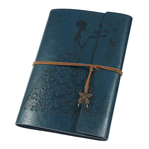 Leather Journal, Vintage Spiral Refillable Notebook Sketchbook But...