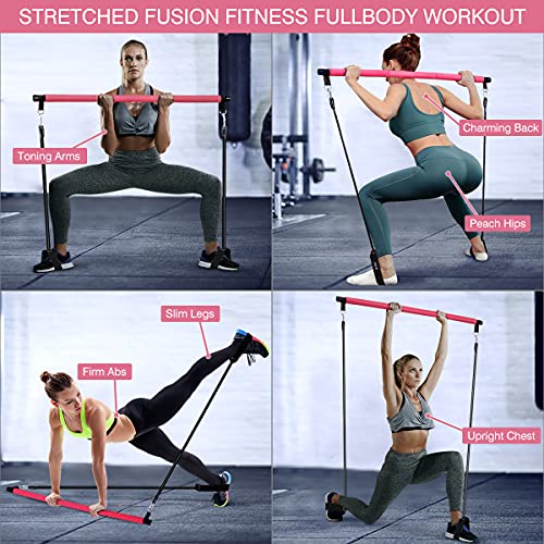 Pilates Bar Kit with Resistance Bands 2 Standard & 2 Strong, Pro...