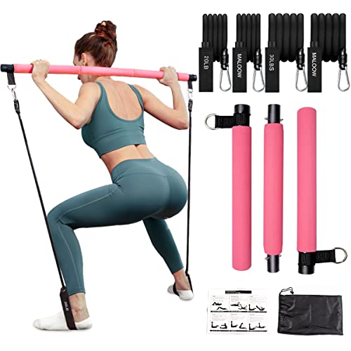 Pilates Bar Kit with Resistance Bands 2 Standard & 2 Strong, Pro...