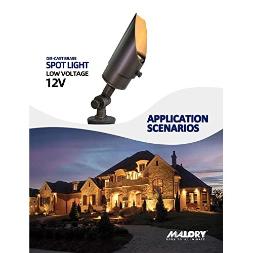 MALORY Brass Landscape Spotlight 1-Pack with MR16 Bulb KitS04, L...