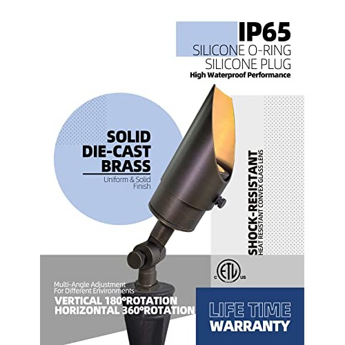MALORY Brass Landscape Spotlight 1-Pack with MR16 Bulb KitS04, L...