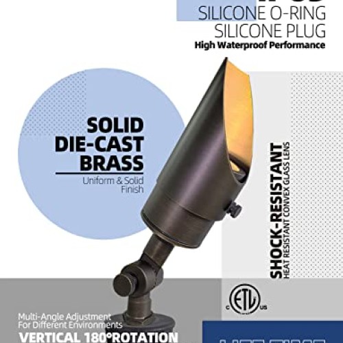 MALORY Brass Landscape Spotlight 1-Pack with MR16 Bulb KitS04, L...