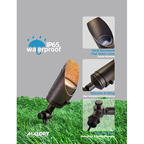 MALORY Brass Landscape Spotlight 1-Pack with MR16 Bulb KitS04, L...