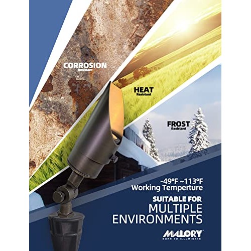 MALORY Brass Landscape Spotlight 1-Pack with MR16 Bulb KitS04, L...