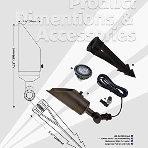 MALORY Brass Landscape Spotlight 1-Pack with MR16 Bulb KitS04, L...