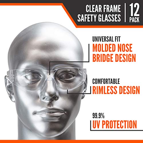 Malta Dynamics Clear Frame Safety Glasses, One Size, Anti-Scratch ...