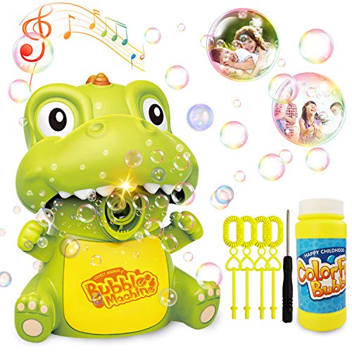 MAN NUO Bubble Machine Toys,Cute Dinosaur Bubble Blower,Music/Ligh...