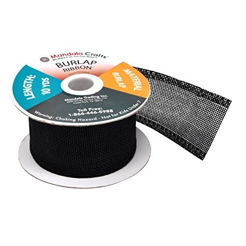 Black Burlap Ribbon 2 Inch 2 Rolls 20 Yards Unwired Rustic Jute Ri...