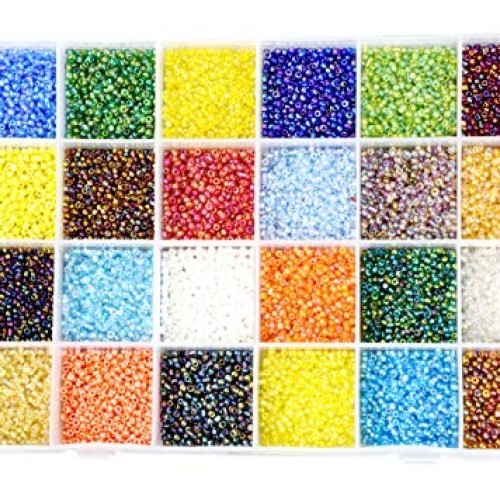 Mandala Crafts Glass Seed Beads, Small Pony Beads Assorted Kit wit...