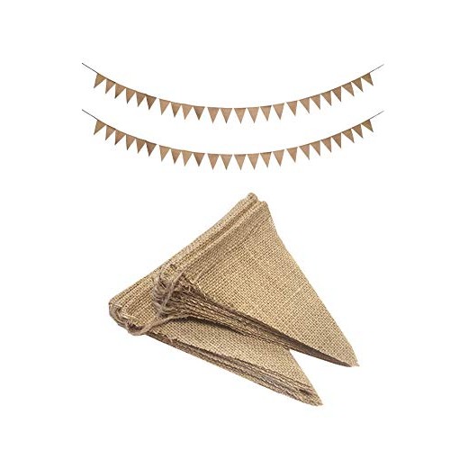 Plain Burlap Banner Flags DIY Burlap Pennant Banners for Birthday,...