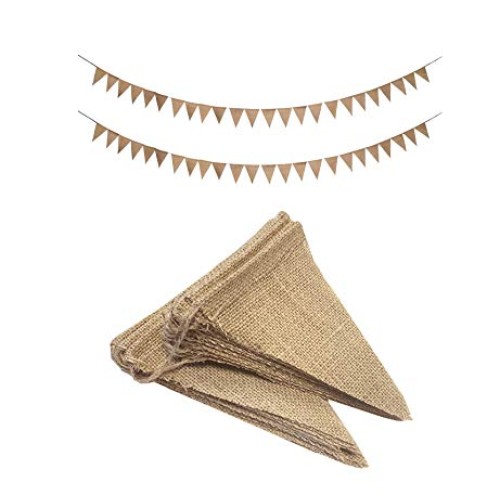 Plain Burlap Banner Flags DIY Burlap Pennant Banners for Birthday,...