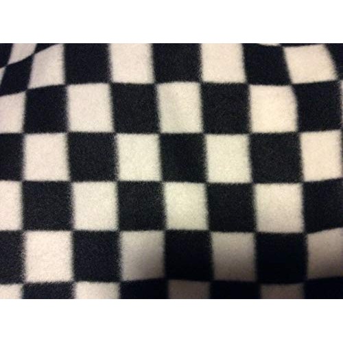 Manoch Nascar Black and White Checkered Fleece Fabric, 58 inches W...