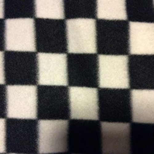 Manoch Nascar Black and White Checkered Fleece Fabric, 58 inches W...