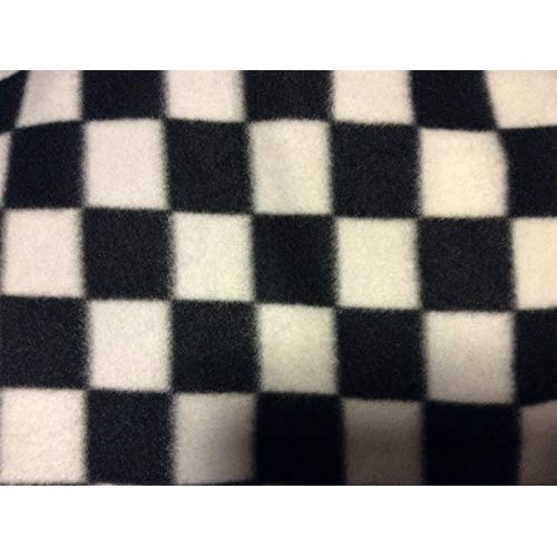 Manoch Nascar Black and White Checkered Fleece Fabric, 58 inches W...