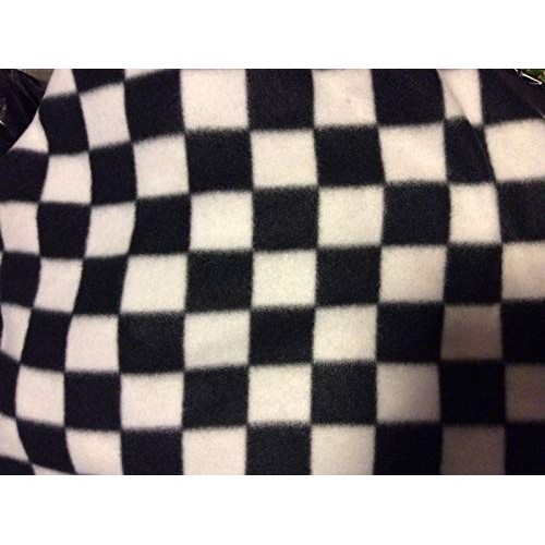 Manoch Nascar Black and White Checkered Fleece Fabric, 58 inches W...