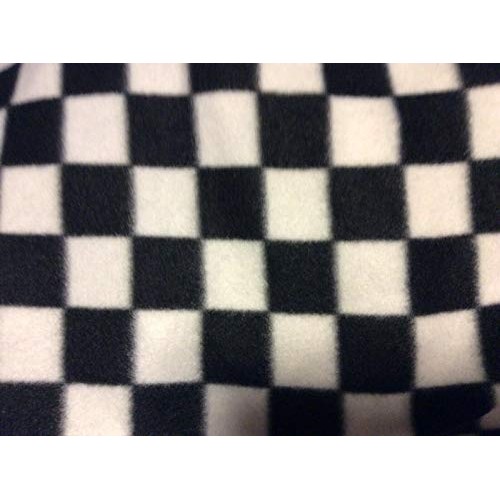 Manoch Nascar Black and White Checkered Fleece Fabric, 58 inches W...
