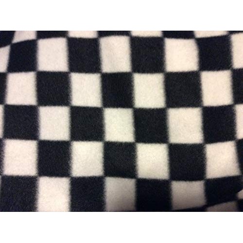 Manoch Nascar Black and White Checkered Fleece Fabric, 58 inches W...