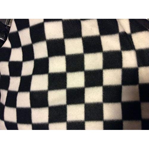 Manoch Nascar Black and White Checkered Fleece Fabric, 58 inches W...