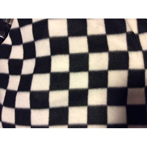 Manoch Nascar Black and White Checkered Fleece Fabric, 58 inches W...