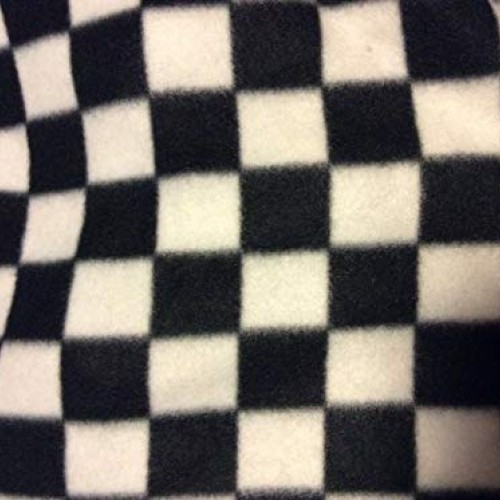 Manoch Nascar Black and White Checkered Fleece Fabric, 58 inches W...